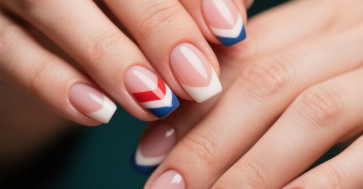 Classic French manicure finished with a white tip