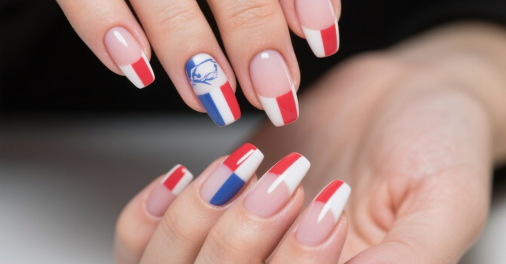 Coloured French manicure tips in soft pastel shades