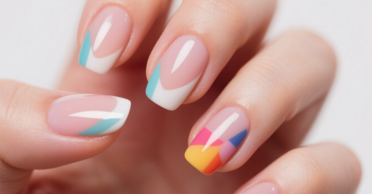 Nail technician painting a fine tip line