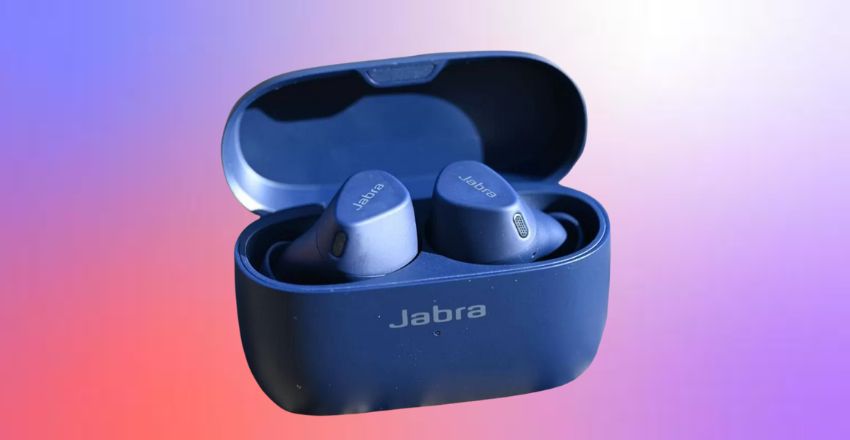 Person wearing wireless earbuds while out walking