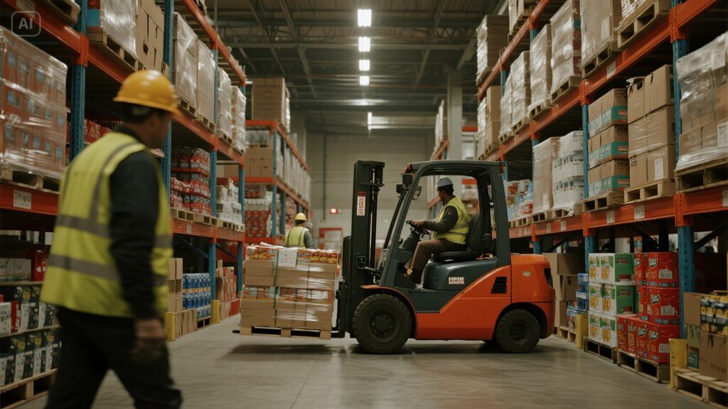 Store assistant helping a shopper find a product