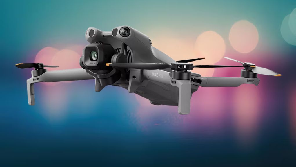 Close-up of the drone gimbal camera and sensor array