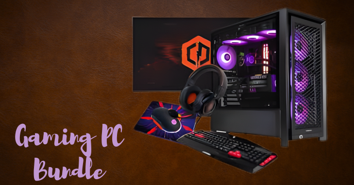 Gaming PC bundle with tower, monitor and keyboard