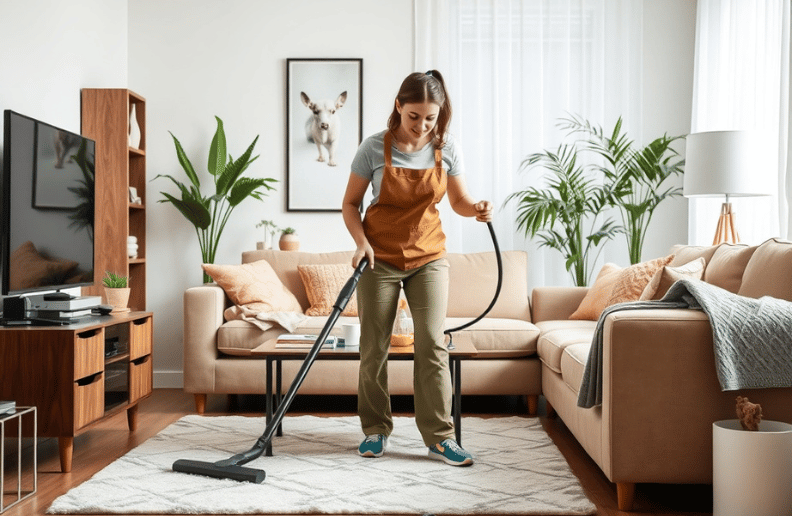 Cleaning team working together in a commercial office