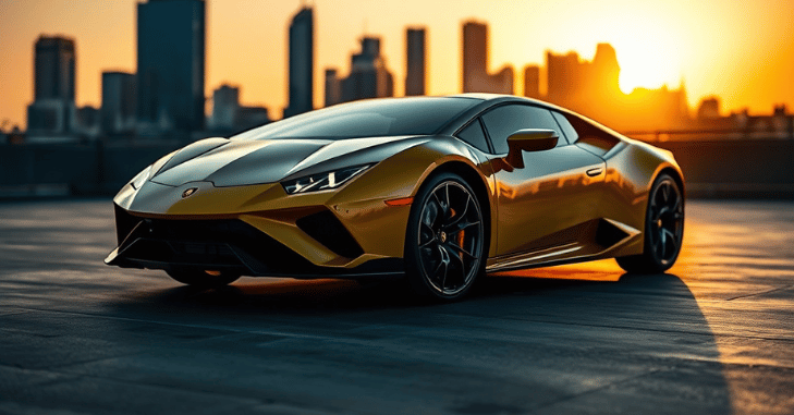 Sports car photographed from a low front angle