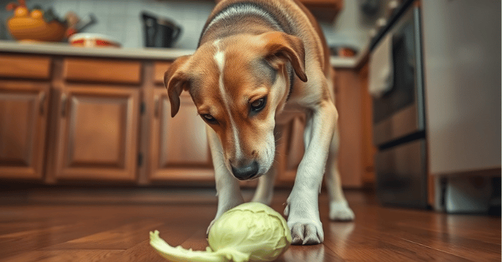 Dog resting beside a bowl of fresh vegetables