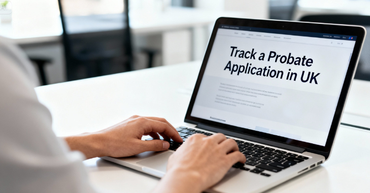 Person checking a probate application online