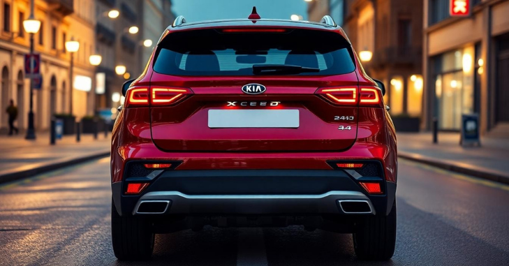 Rear view of a compact crossover with the tailgate open
