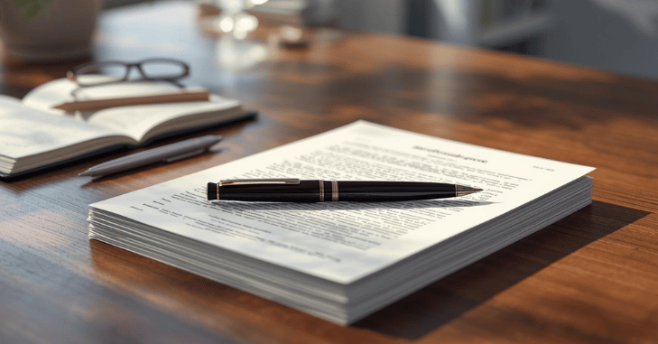 Calculator and paperwork for property ownership shares