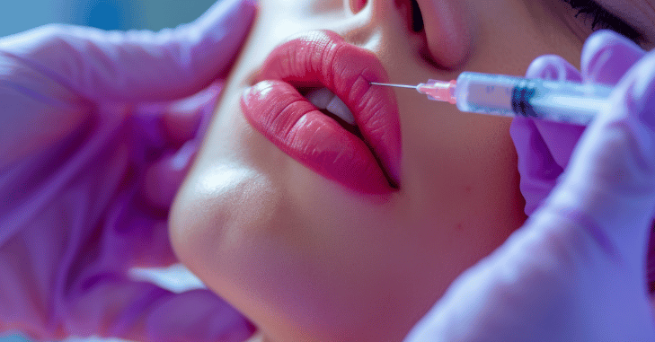 Close-up of naturally full lips after treatment