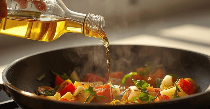 Selection of cooking oils on a shelf