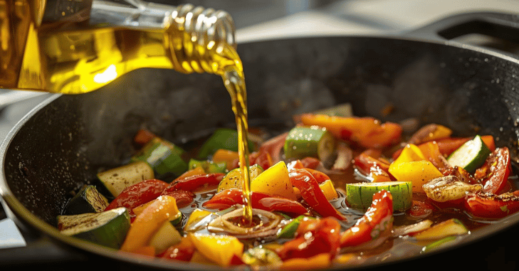 Frying pan heating with a little oil